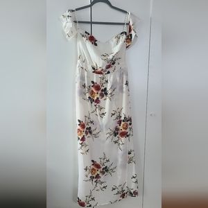 White and floral print dress